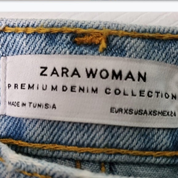 ZARA XS NWOT Blue Denim Pearl Embellished Jean Skirt Premium Denim Collection - Picture 6 of 6